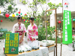 苑行事で地元野菜の直売を実施